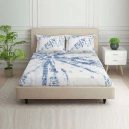 Spaces Indigo Mode Dark Blue Cotton Viscose 138 TC Double Bedsheet with 2 Pillow Covers-picture-39