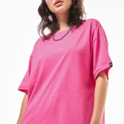 Bewakoof Pink Cotton Relaxed Fit T-Shirt-image-43
