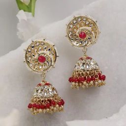 Priyaasi Kundan and Ruby Studded Jhumki Earrings-picture-47