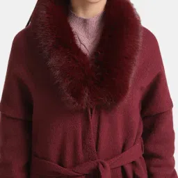 Kazo Belted Cape With Detachable Fur Collar image 5