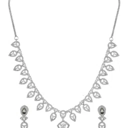 Voylla Silver Sparkling Elegance Timeless Teardrop American Diamond Necklace & Earring Set image 4