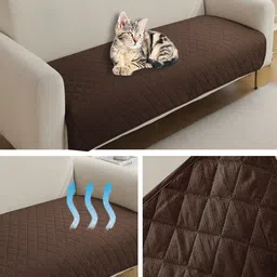 HOKIPO Brown Polyester 1 Piece Sofa Cover image 4