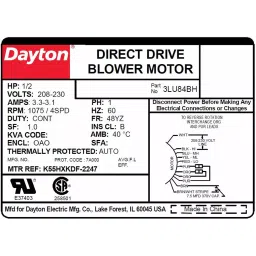 Dayton Direct Drive Blower Motor 4 Speed Open Air-Over Ring/Stud Mount 1/2 HP, 3LU84 image 3