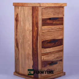 KINGWOOD FURNITURE French Style Sheesham Wood Chest of 3 Drawers (Standard, Honey) image 2