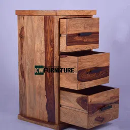 KINGWOOD FURNITURE French Style Sheesham Wood Chest of 3 Drawers (Standard, Honey) image 3