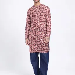 Anouk Rustic Floral Print Band Collar Straight Kurta-picture-27