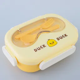Two Compartment Insulated Lunch Box with Spoon & Fork - Yellow-image-50