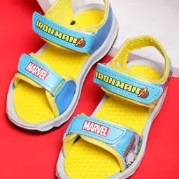 Toothless Avengers Featuring Iron Man Text Detailed Velcro Closure Sandals - Sky Blue-picture-18
