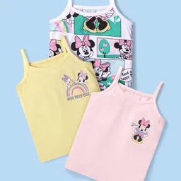 babyhug disney Babyhug Disney Cotton Knit Sleeveless Slips With Minnie Mouse Graphics Pack of 3 - White Yellow & Pink-picture-20