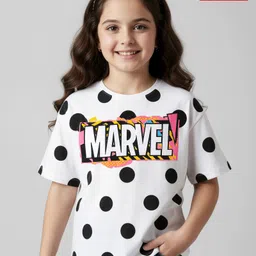 Pine Kids Marvel Single Jersey Knit Half Drop Shoulder Sleeves T-Shirt with Avengers Graphics - White-picture-18