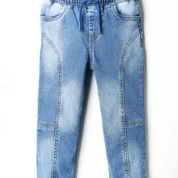 kookie kids india Kookie Kids Woven Full Length Washed Denim Jeans - Blue-picture-10