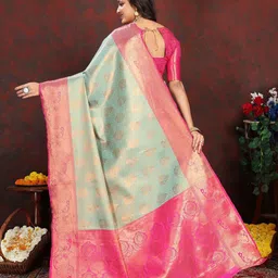 SILKWEAR Ethnic Motifs Zari Kanjeevaram Saree image 2