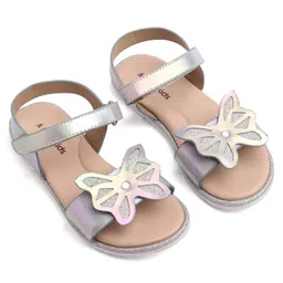 Pine Kids Velcro Closure Sandals with Butterfly Applique - Silver image 2