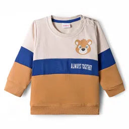 Babyhug Terry Knit Full Sleeves Animal Printed T-Shirt & Lounge Pant Set With Cut & Sew Design - Brown image 2