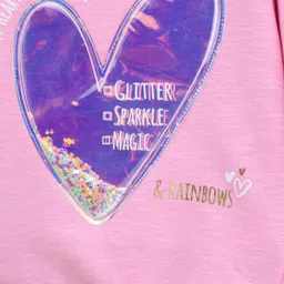 Little Kangaroos Full Sleeves Winter Text Printed & Sequins - Ballet Pink image 3