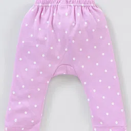 Babyhug Cotton Knit Full Length Striped Diaper Leggings Ice Cream Theme Print Pack of 3 - Pink & Peach image 3