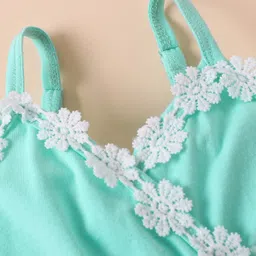 Kookie Kids Sleeveless Jumpsuit with Leaf Print - Green image 3