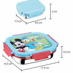 Joyo Mickey Stainless Steel Lunch Box 550 ml with Dabbi 80 ml - Blue image 3