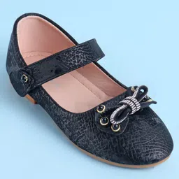 Pine Kids Velcro Closure Ballerina With Bow Applique - Black image 3