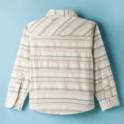 JASH KIDS Oxford Woven Full Sleeves Shirt With Stripes - Green & Tan image 3
