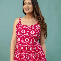 FERANOID Women Floral Embroidered Cotton Peplum Top-picture-25