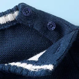 Babyhug Full Sleeves Intarsia Design Sweater - Grey & Navy Blue image 4