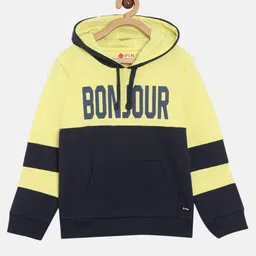 3PIN Set Of 2 Bonjour Text & Glitter Heart Printed Sweatshirts - Yellow & Fuchsia Pink image 5