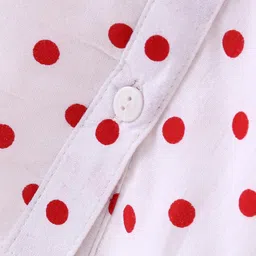 Babyhug Rayon Woven Cold Shoulder Sleeves Top with Floral Applique & Polka Dot Print-  White image 4