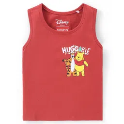 Babyhug Disney Single Jersey Knit Sleeveless Set of Vets with Winnie The Pooh Graphics Pack of 3 - Red Blue & Green image 4
