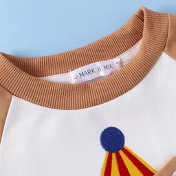 Mark & Mia Full Raglan Sleeves WinterT-Shirt & Lounge Pant Set With Tiger Applique - Khaki image 4