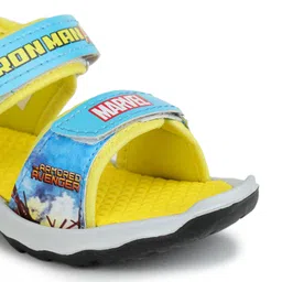 Toothless Avengers Featuring Iron Man Text Detailed Velcro Closure Sandals - Sky Blue image 5