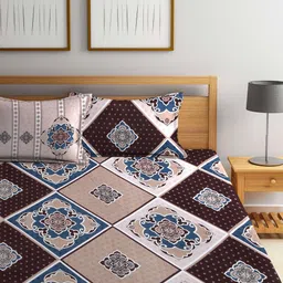 Arrabi Multicoloured Ethnic Motifs 300 TC King Bedsheet with 2 Pillow Covers image 3