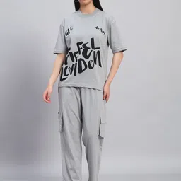 GRIFFEL Self-Design Oversized-Fit Pure Cotton T-Shirt & Track Pants Co-Ord Set-picture-30