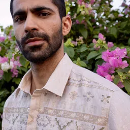 ASUKA Floral Printed Spread Collar Relaxed Fit Linen Shirt image 4