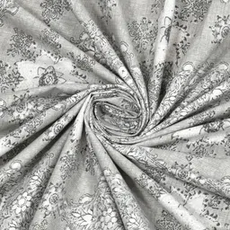 DREAM WEAVERZ Grey & White Floral 220 TC King Bedsheet with 2 Pillow Covers image 4