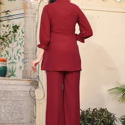 VIBE VISION Floral Embroidered Mandarin Collar Tunic & Trouser image 5