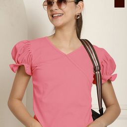 Metronaut Women Pack of 2 Puff Sleeve Peplum Top-picture-47