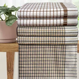 Athom Living White & Brown 5 Printed Cotton 210 GSM Bath Towel-image-27