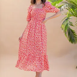 Honky Tonky Floral Print Crepe Fit & Flare Midi Dress image 2