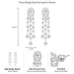 Peora Silver Plated Cubic Zirconia Contemporary Drop Earrings image 5