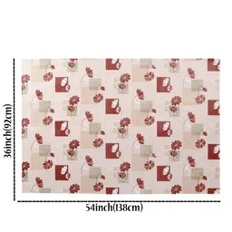 LooMantha Cream And Red Floral Printed Rectangle Waterproof Plastic 4-Seater Table Cover image 2
