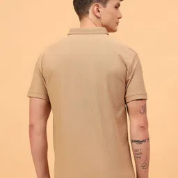 MEGHZ Men Self Design Polo Collar Slim Fit T-shirt image 2