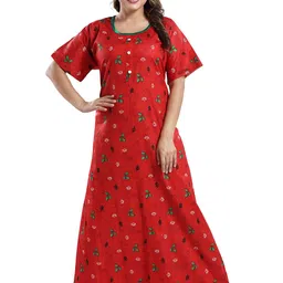 CINCO Women Short Sleeves Printed Maxi Nightdress-image-82