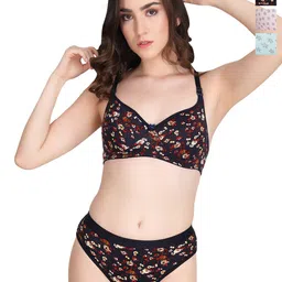 Liigne Women Pack Of 3 Everyday Printed Padded Bra Pure Cotton Lingerie Set-picture-38