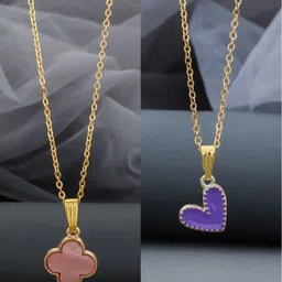 Birado Jewellery Set Of 2 Stainless Steel Gold-Plated Minimal Necklace With Chain-image-95