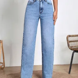 TYFFYN Women Classic Wide Leg High-Rise Highly Distressed Heavy Fade Stretchable Jeans-image-51