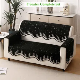 HOKIPO Black Luxruy Supple Sofa Wavy Mat 2 Seater Complete Set-image-20