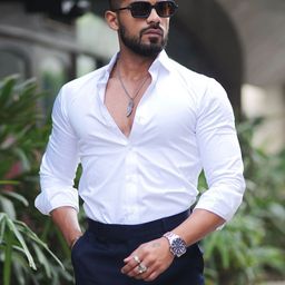 SZN Men Standard Fit Solid Spread Collar Cotton Casual Shirt-picture-4
