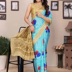 KALINI Floral Silk Blend Half and Half Saree-image-53
