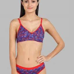 samvar Women Blue Cotton Bra Panty Set for Lingerie Set Undergarments Pack of 1-picture-28